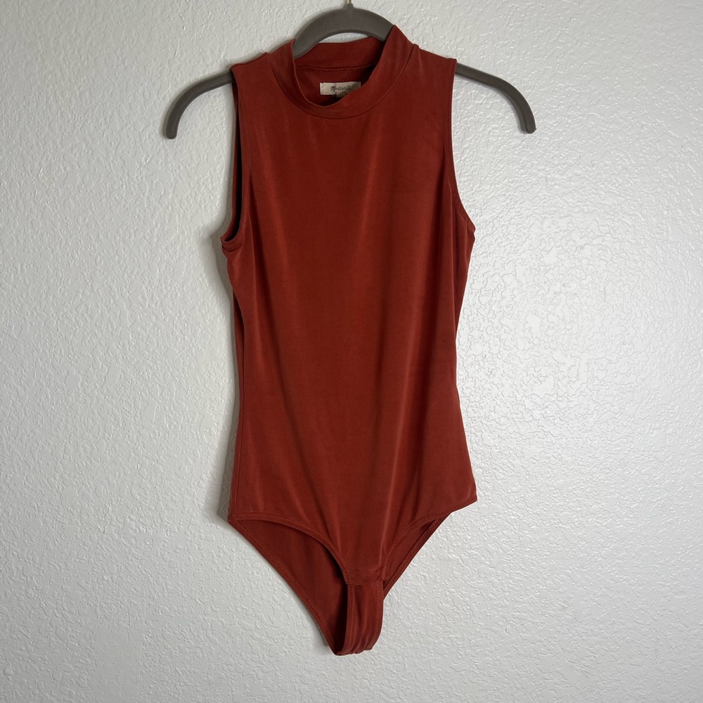 Madewell Burnt Orange High Neck Bodysuit Size Small